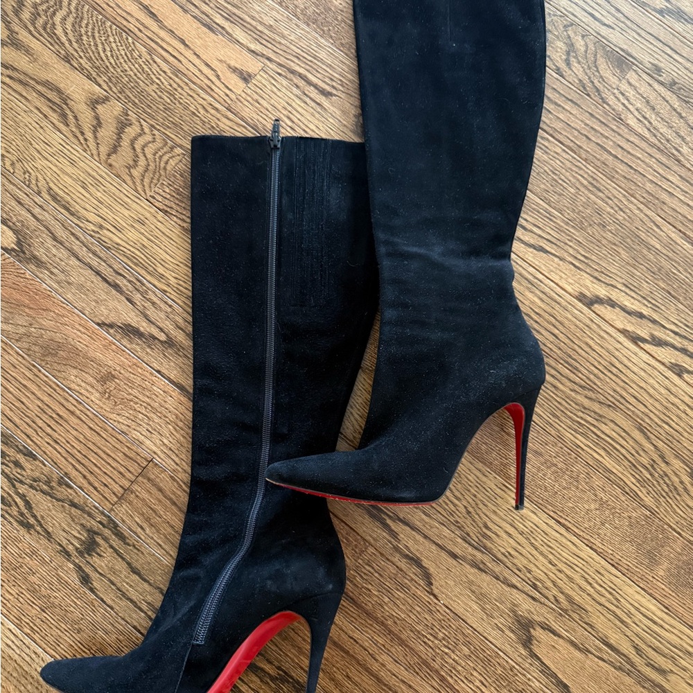 Christian Louboutin Black suede boots 100mm heel sz 38